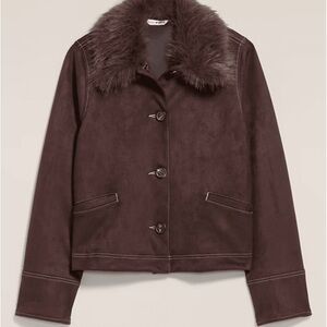 Anna Sui x Old Navy Dark Brown Jacket with Faux Fur